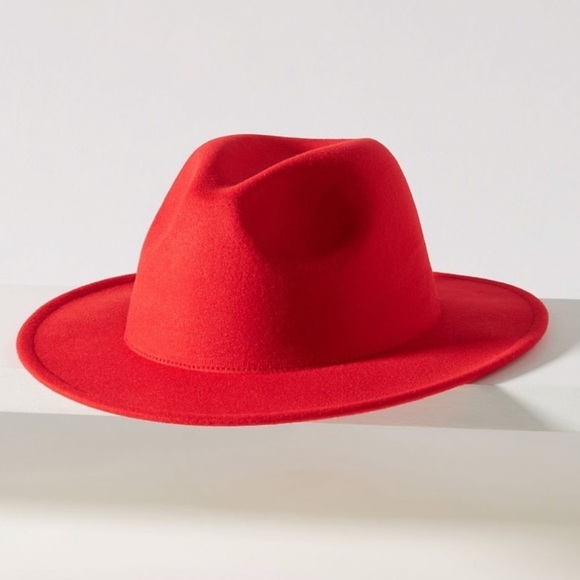 Anthropologie red fedora hat felt new without tags one size new main image 5